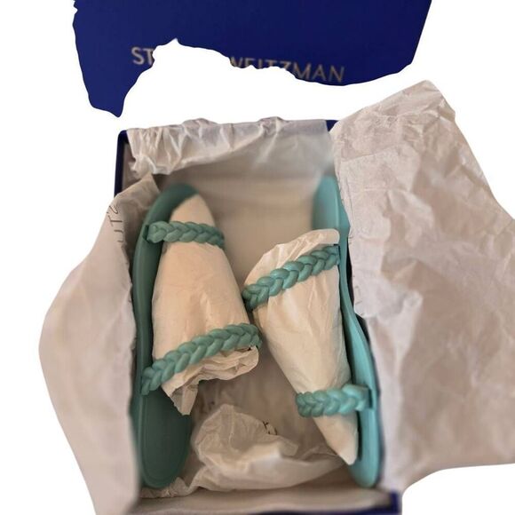Stuart Weitzman Womens Semi-Shine Rubber Braida Sawyer Jelly Sandals Aqua Sz 7B - Picture 3 of 11